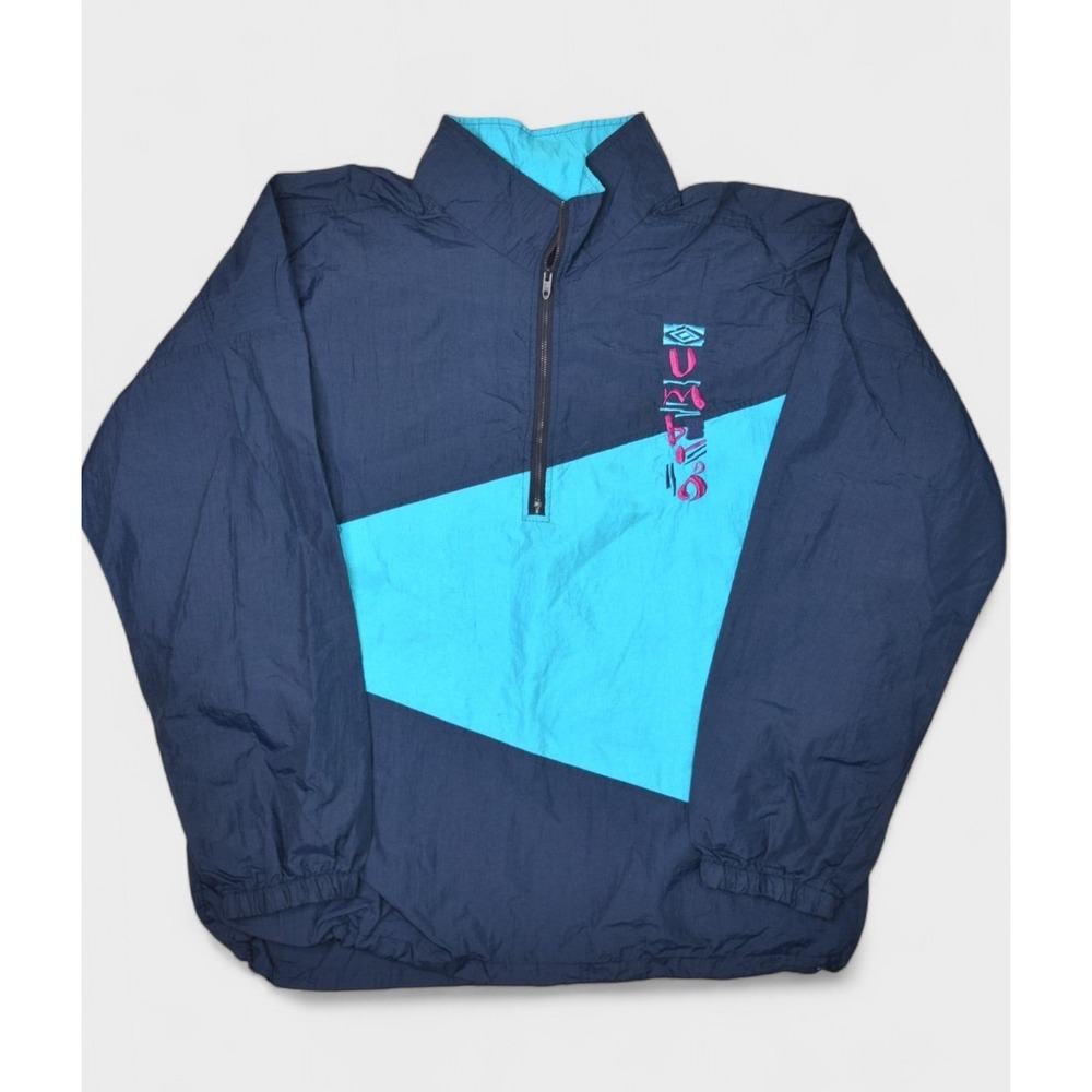 Vintage Umbro Jacket Mens XL Blue Windbreaker Sand Soccer Federation Pullover